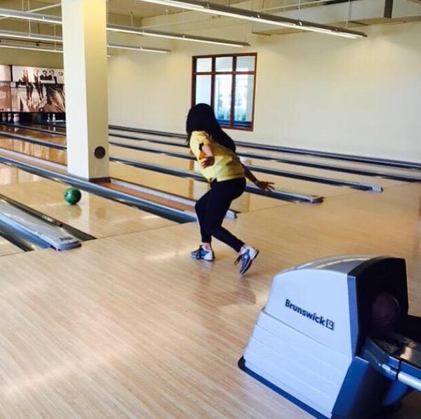 Selena plays bowling