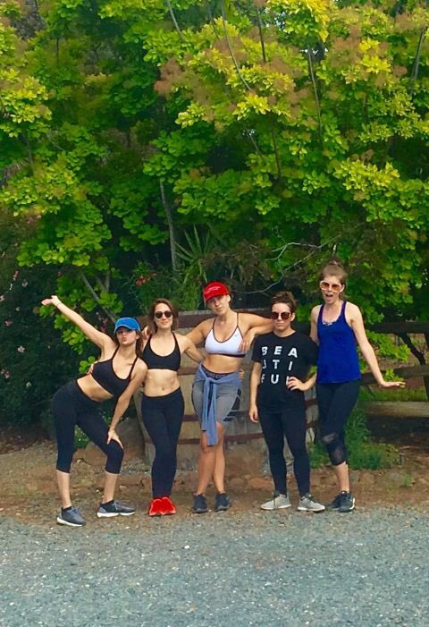 Selena hiking with friends