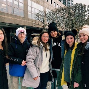 Selena with fans on ice skate rink