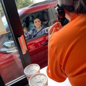 9 September Selena at Whataburger in Grand Prerie, Texas