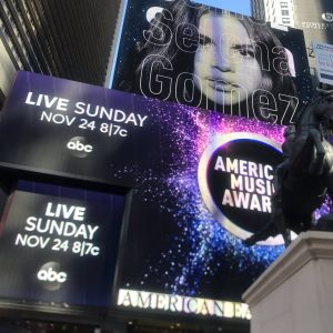 24 November commercials of Selena’s new album and AMAs performance on Times Square