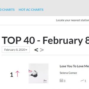 14 February Lose You To Love Me is #1 on AT40!