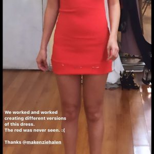 8 April Selena in hot red dress posted by Chris Classen via Instagram Story