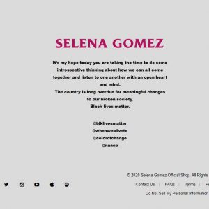 1 June Selena’s official web site right now looks like this