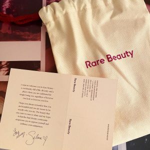 10 September check out cute Rare Beauty bag and card with the message from Selena