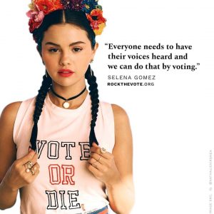 16 October @rockthevote on Instagram: That’s right, @Selenagomez we appreciate you using your voice in turning out young people to vote!