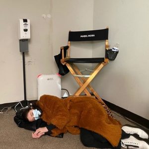 12 February Selena sleeping on the floor on set of “Only Murders In The Building”