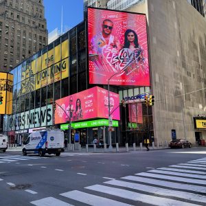 5 March Selfish Love promo billboards on Times Square in New York