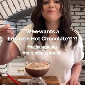 8 July new video of Selena with chocolate posted by @serendipity3nyc on Instagram story