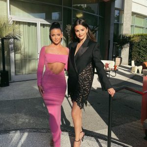 30 June: Selena with the beauty influencer at the Rare Beauty “Use Kind Words” launch event