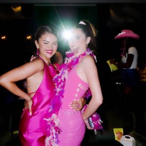 22 July: more pinky pictures from Selena’s private screening of Barbie/birthday party