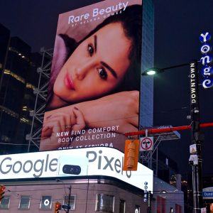 29 December: Selena shares pictures of the billboards promoting Rare Beauty in Toronto, Canada