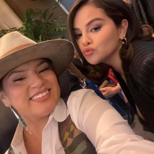 17 January: Selena with Paulina Alexis backstage at the AFI Awards