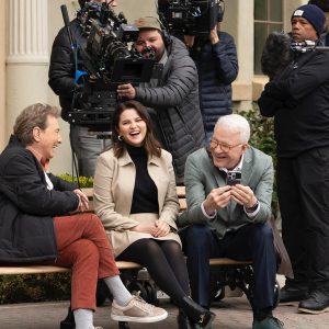 27 August: new picture with Selena, Steve Martin & Martin Short from behind the scenes of filming Only Murders In The Building