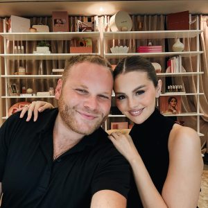 31 July: Selena with a beauty influencer, Bran Flakezz, at the Rare Beauty headquarters in Los Angeles