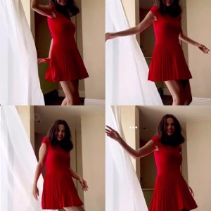 19 August: Selena dancing in a red dress in a new video shared by Hung Vanngo