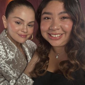 9 September: Selena with a fan at Allure Magazine interview