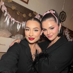 13 February: Selena celebrating Galentine’s Day with her friends from Rare Beauty